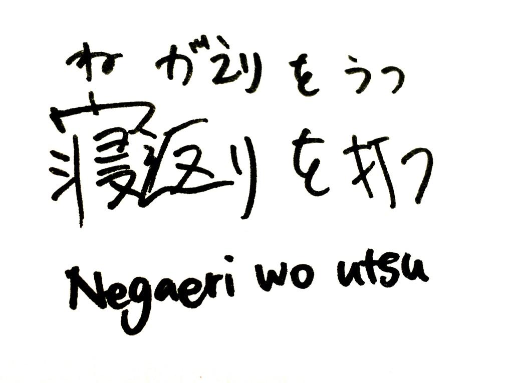 Word of the day: Negaeri wo utsu